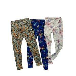 One Size LulaRoe Womens Leggings 3 Pair Assorted Hummingbird Butterfly